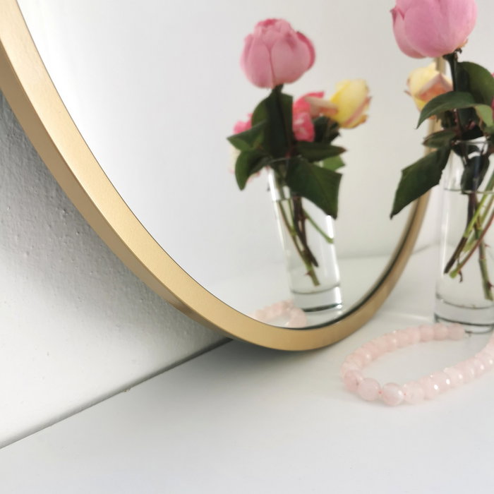Hanah Home Espejo Redondo de Metal Dorado A708